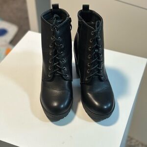 Black Lace-Up Ankle Boots